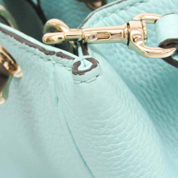 GUCCI Authentic Blue Leather Bamboo Shoulder Bag - Picture 12 of 16